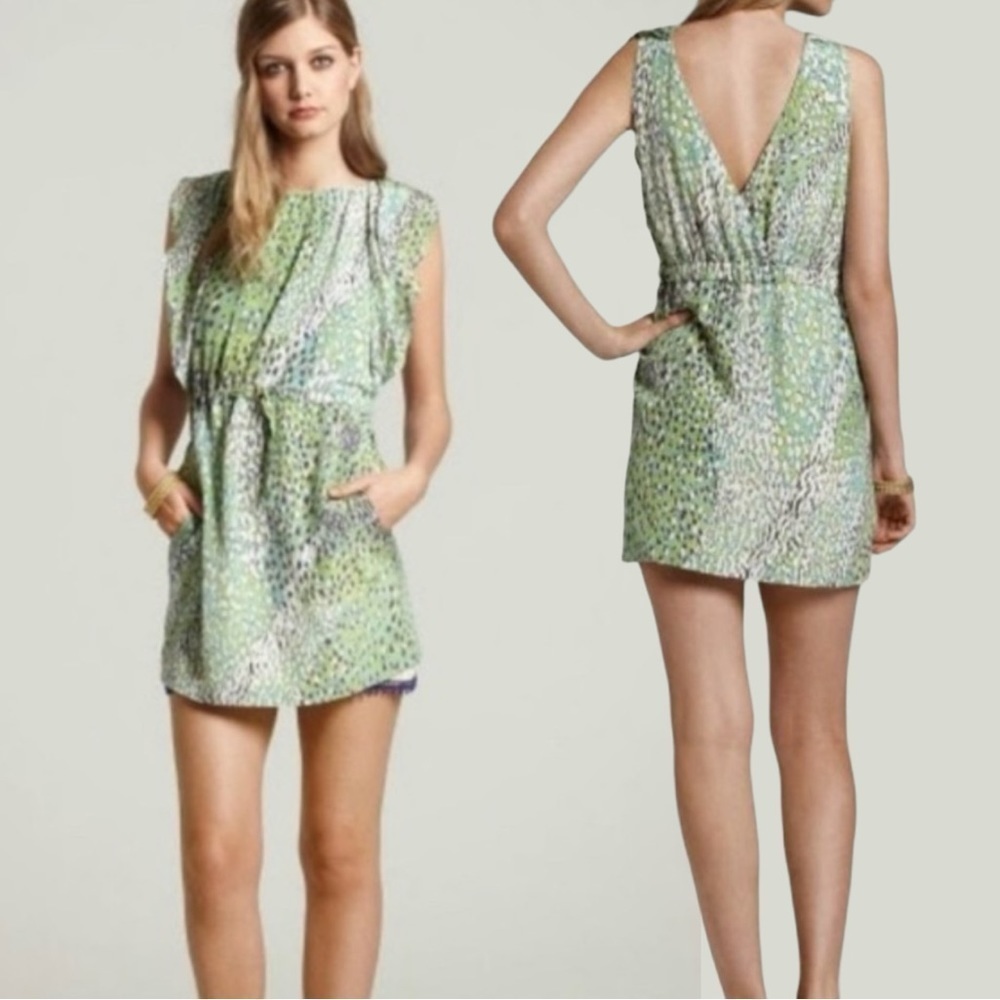 Anthropologie Green and White Mini Dress - Picture 7 of 12